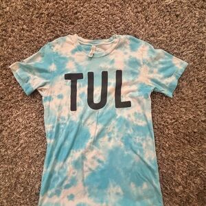 Blue Tie-Dye T-Shirt with TUL Print. Tulsa shirt. Size Small.